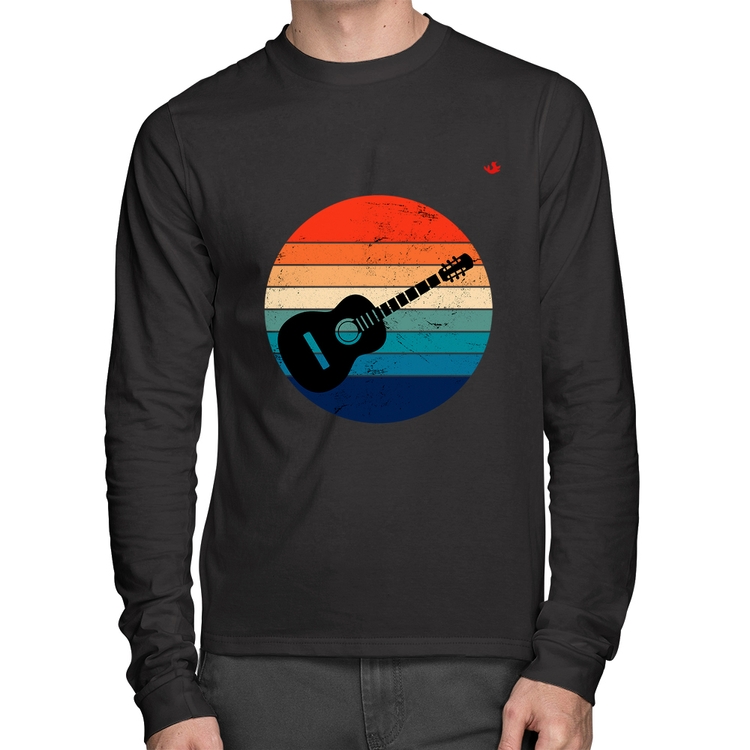 Camiseta Algodão Violão Vintage Sunset Manga Longa