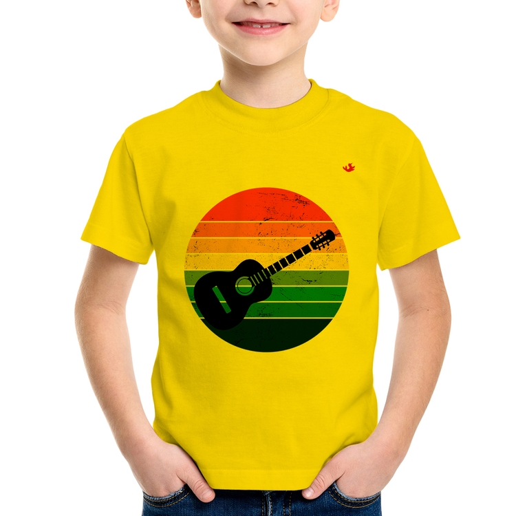Camiseta Infantil Violão Vintage Sunset - Amarela