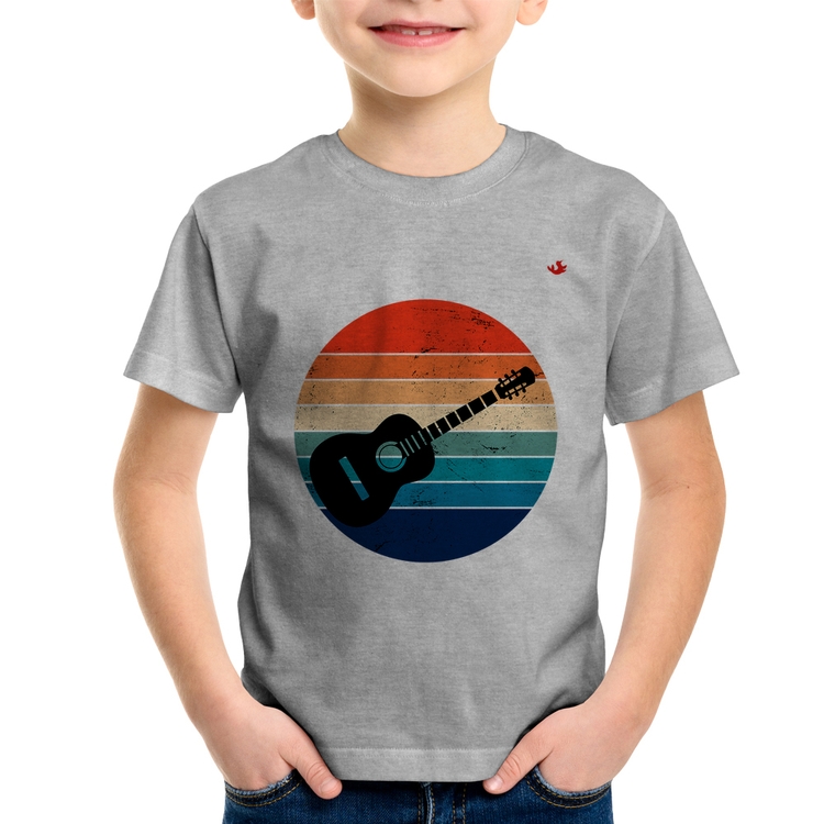 Camiseta Infantil Violão Vintage Sunset - Cinza