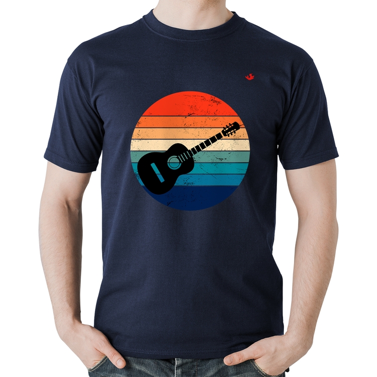 Camiseta Algodão Violão Vintage Sunset - Marinho