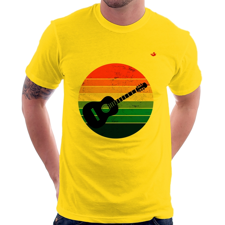 Camiseta Violão Vintage Sunset - Amarela