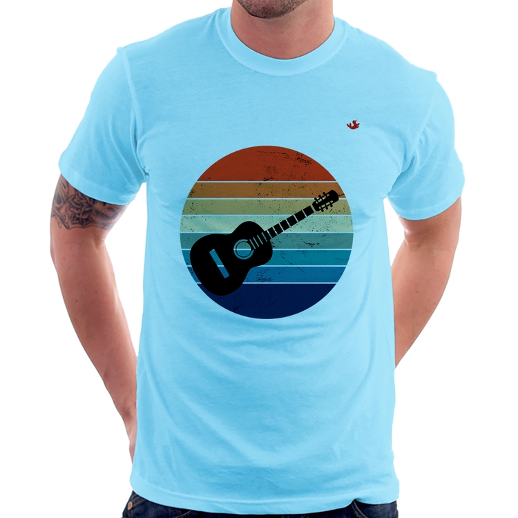 Camiseta Violão Vintage Sunset - Azul Bebê