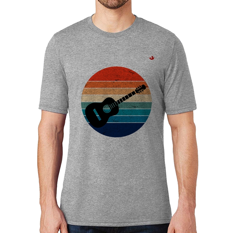 Camiseta Violão Vintage Sunset - Cinza