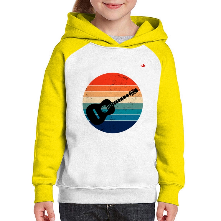 Moletom Infantil Violão Vintage Sunset - Branco/Amarelo