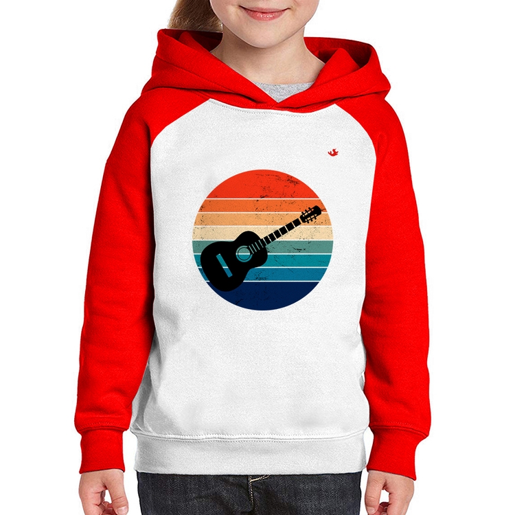 Moletom Infantil Violão Vintage Sunset - Branco/Vermelho