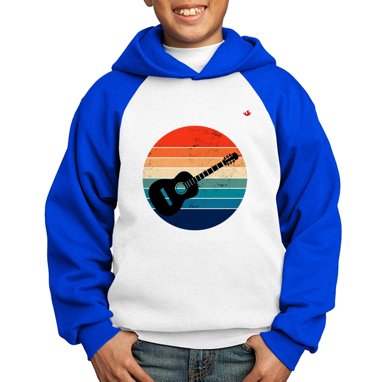 Moletom Infantil Violão Vintage Sunset - Branco/Azul