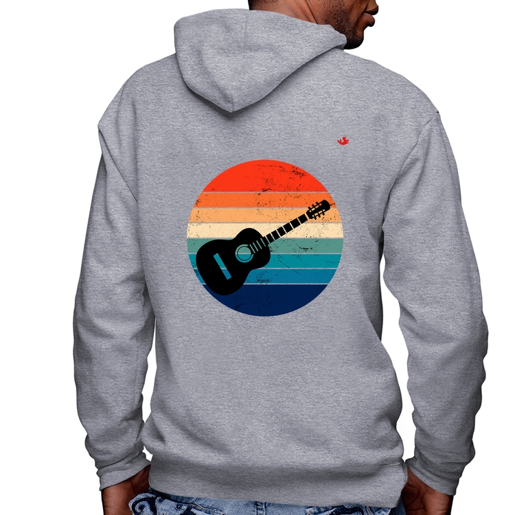 Blusa Moletom Violão Vintage Sunset Masculina com Capuz e Zíper - Mescla