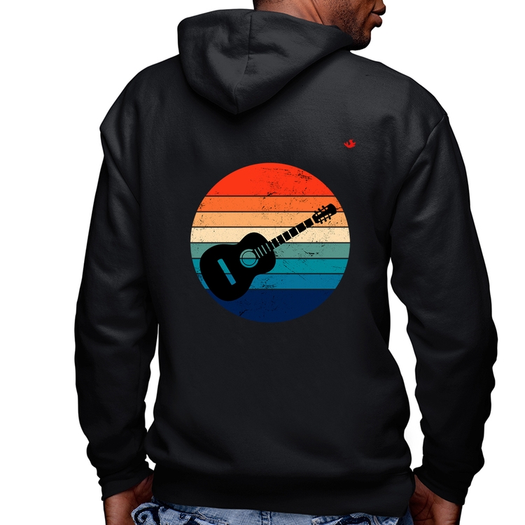 Blusa Moletom Violão Vintage Sunset Masculina com Capuz e Zíper