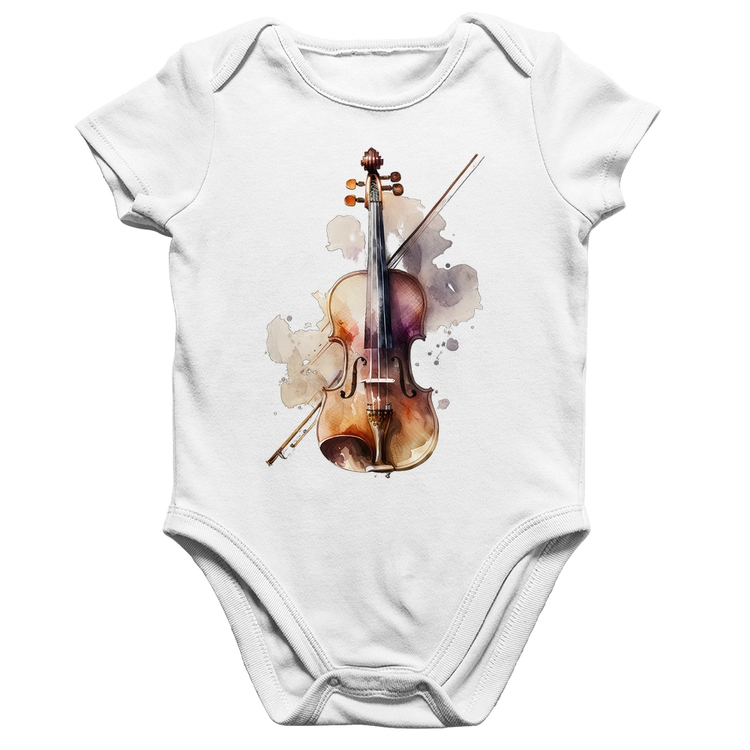 Body Bebê Algodão Violino - Branco