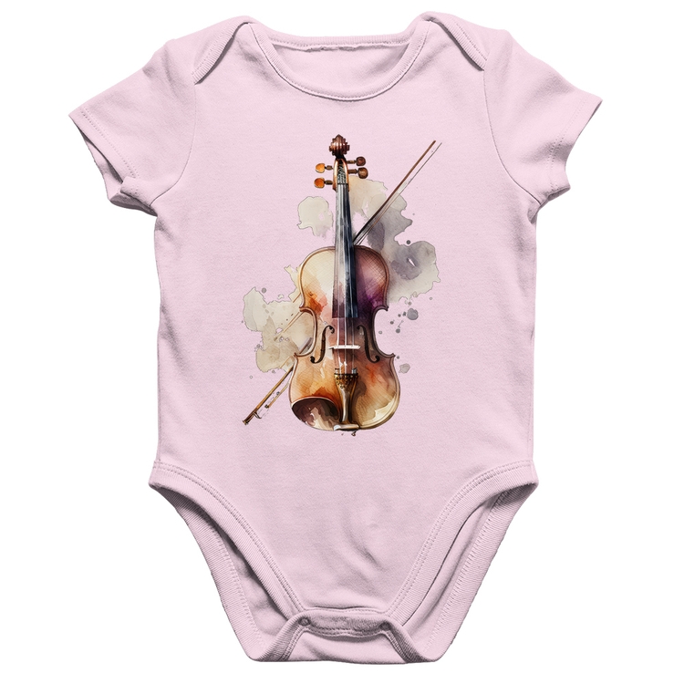 Body Bebê Algodão Violino - Rosa Bebê