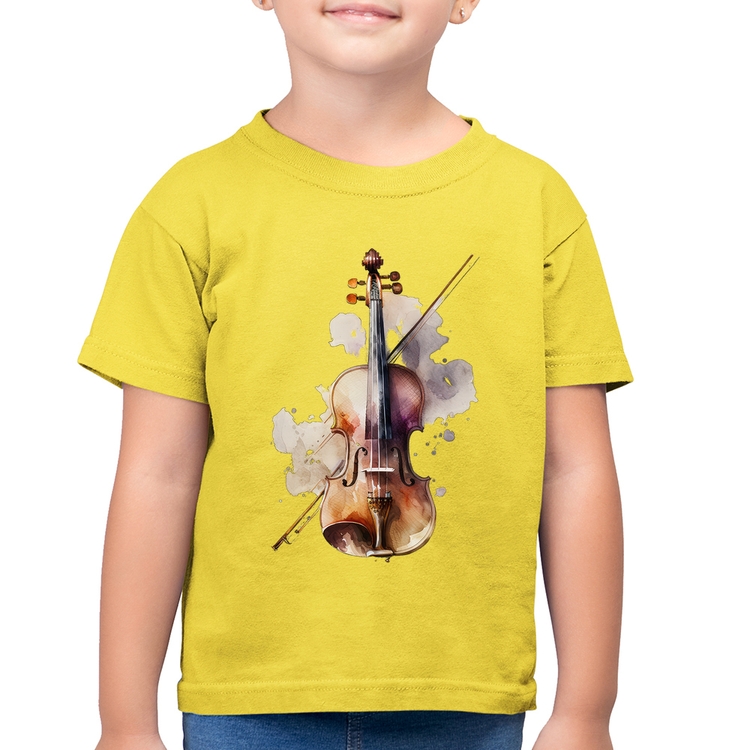 Camiseta Algodão Infantil Violino - Amarelo Canário