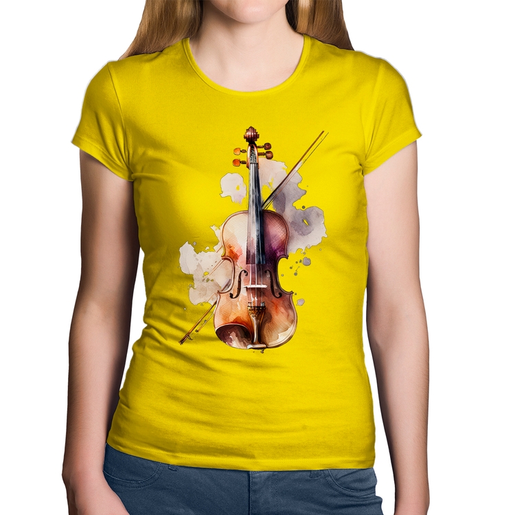 Baby Look Algodão Violino - Amarela