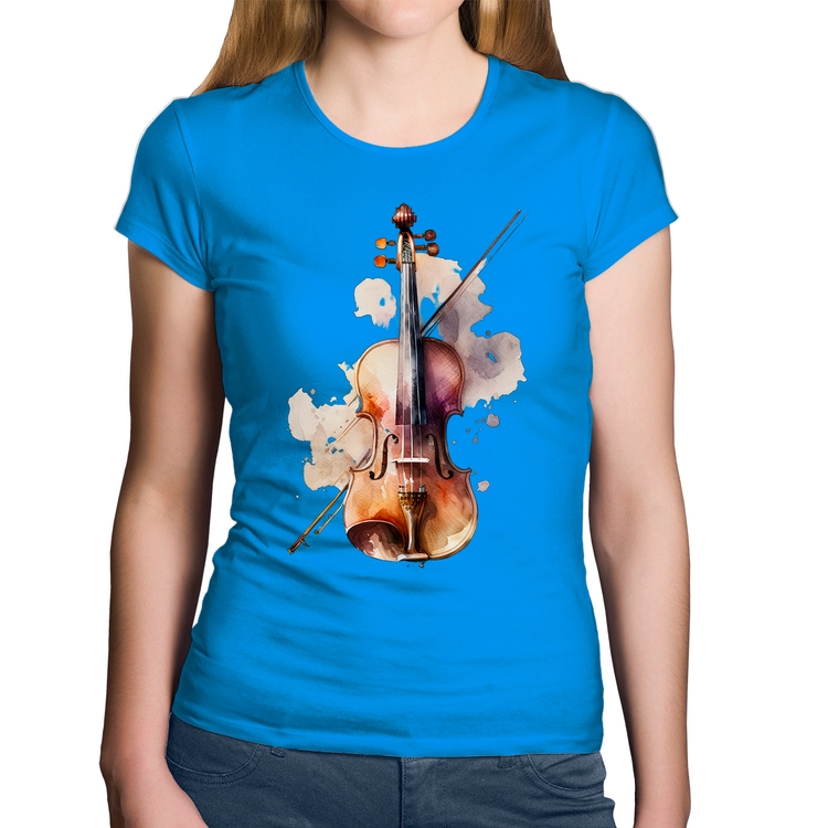 Baby Look Algodão Violino - Azul