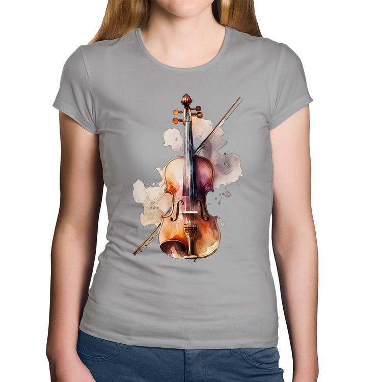 Baby Look Algodão Violino - Cinza