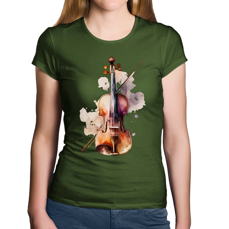 Baby Look Algodão Violino - Musgo