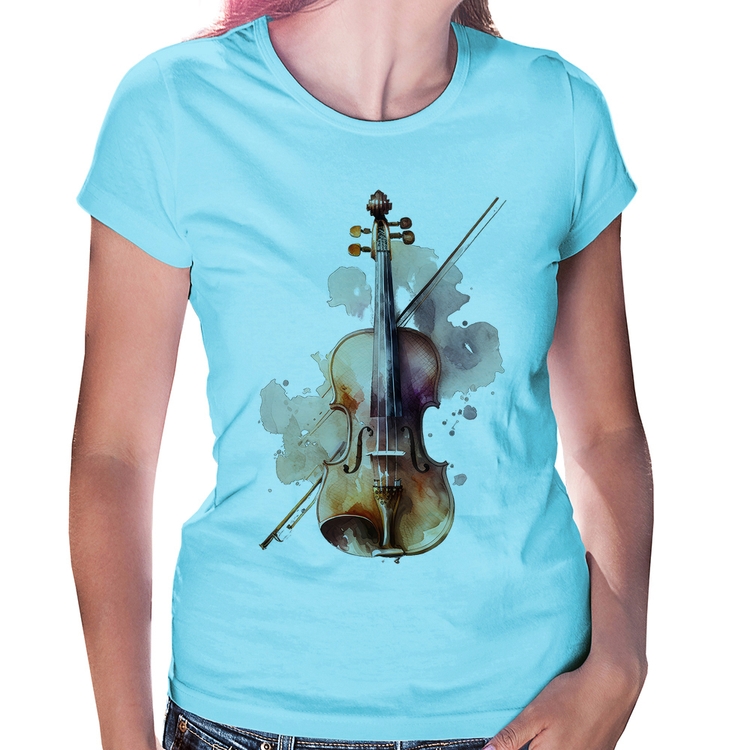 Baby Look Violino - Azul Bebê