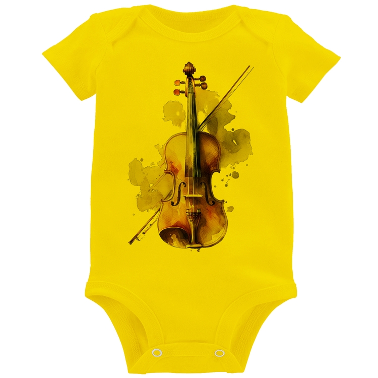 Body Bebê Violino - Amarelo