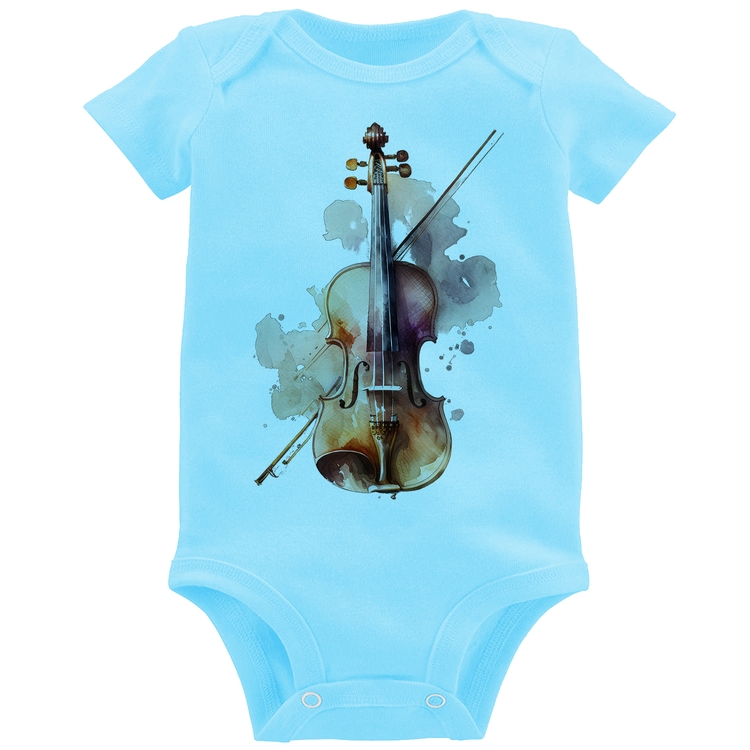 Body Bebê Violino - Azul Bebê