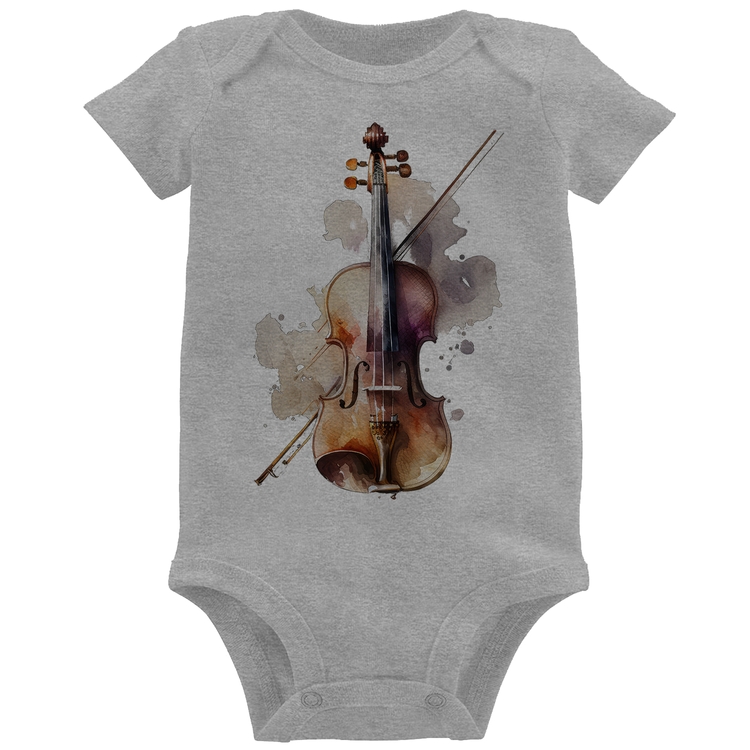 Body Bebê Violino - Cinza