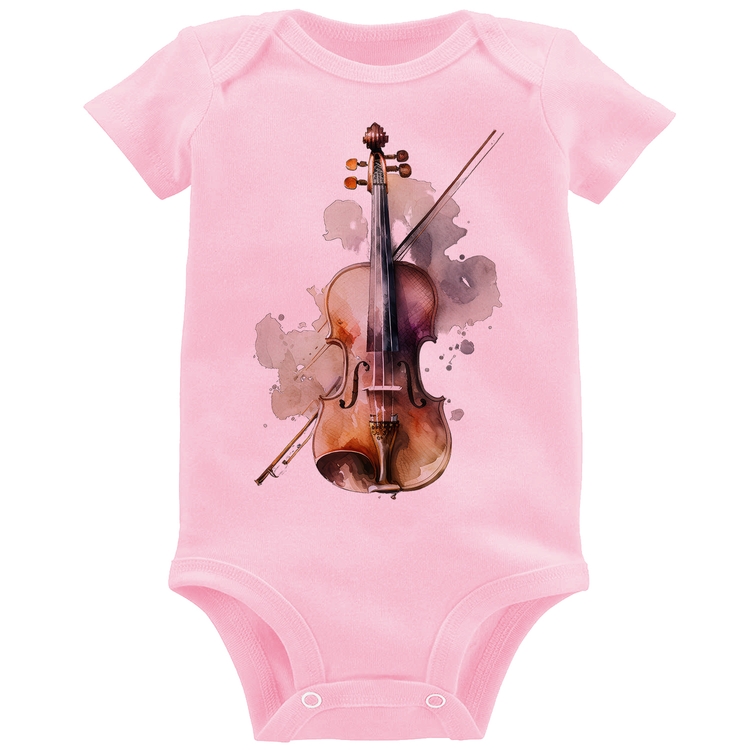Body Bebê Violino - Rosa Bebê