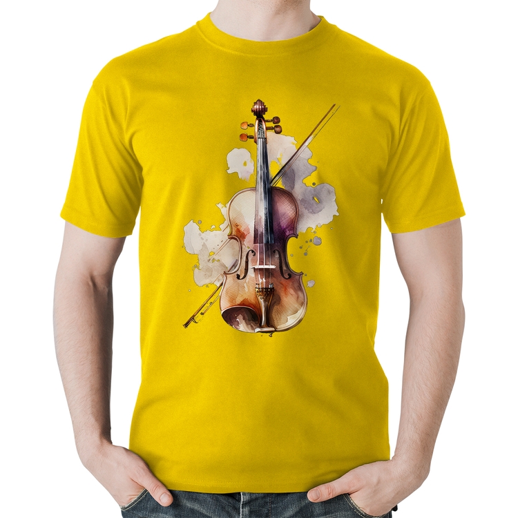 Camiseta Algodão Violino - Amarela