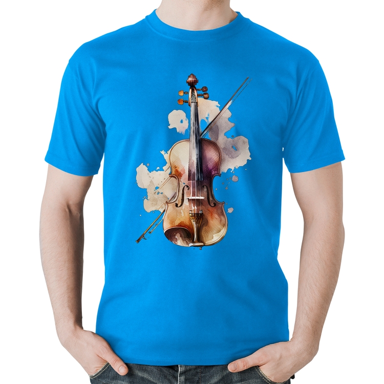 Camiseta Algodão Violino - Azul