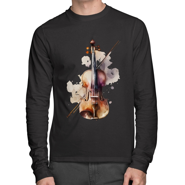 Camiseta Algodão Violino Manga Longa