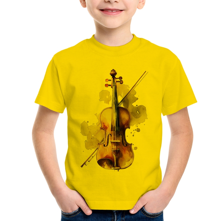 Camiseta Infantil Violino - Amarela
