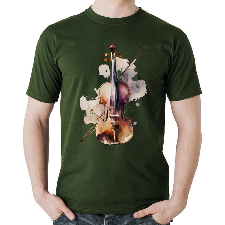 Camiseta Algodão Violino - Musgo