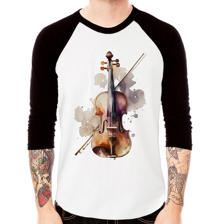 Camiseta Raglan Violino Manga 3/4