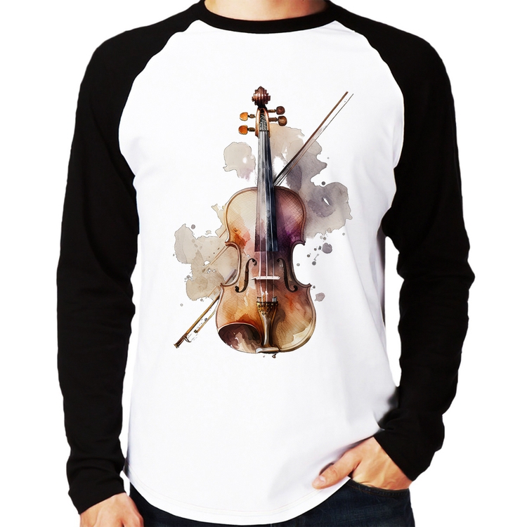 Camiseta Raglan Violino Manga Longa