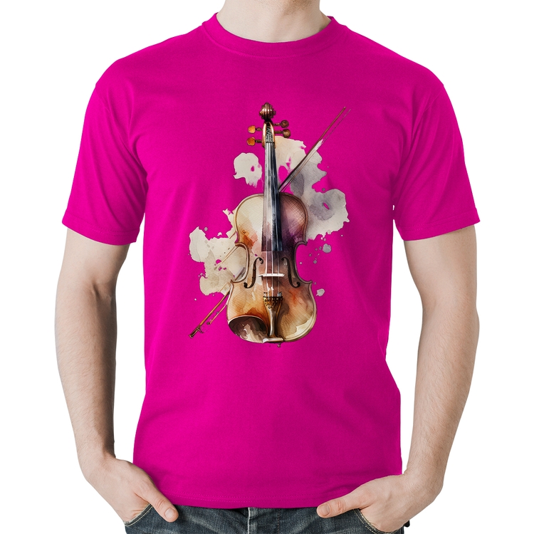 Camiseta Algodão Violino - Rosa