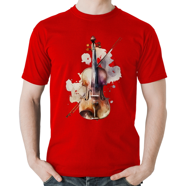 Camiseta Algodão Violino - Vermelha
