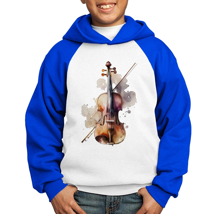 Moletom Infantil Violino - Branco/Azul