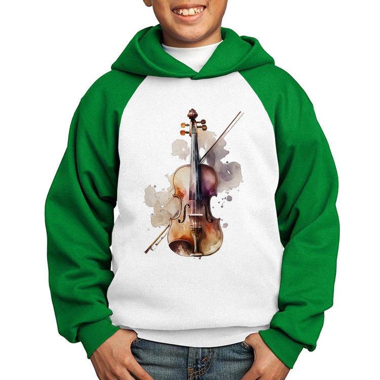 Moletom Infantil Violino - Branco/Verde