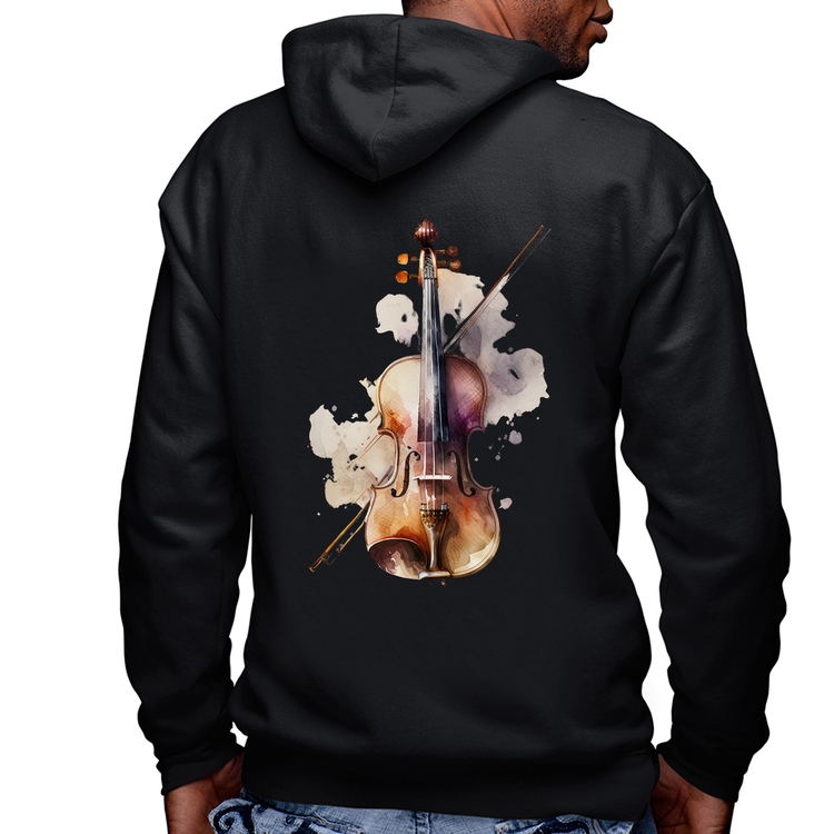 Blusa Moletom Violino Masculina com Capuz e Zíper