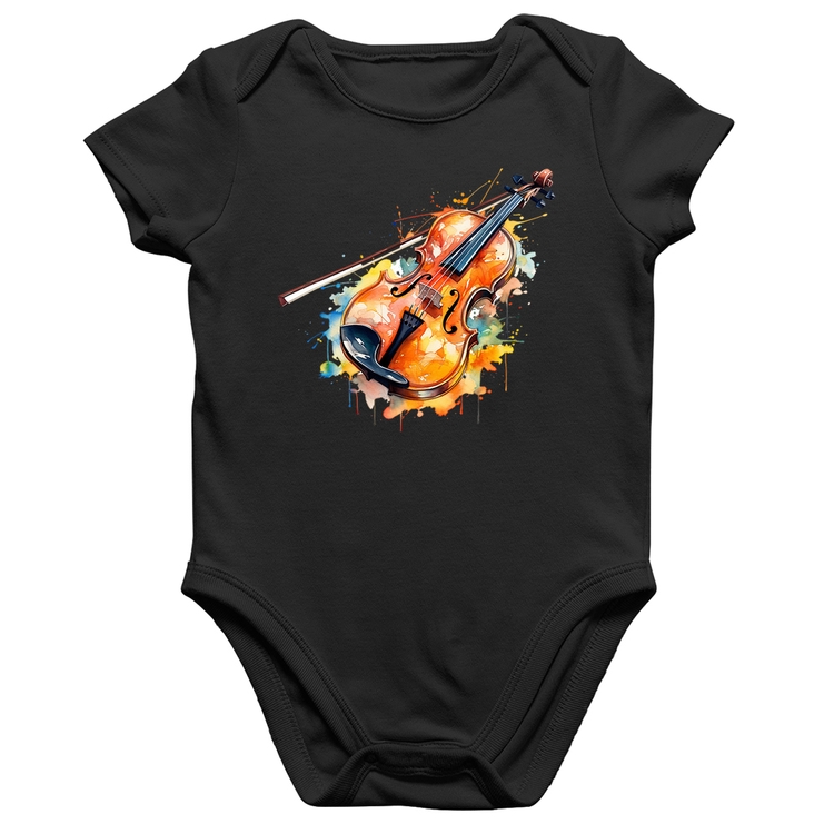Body Bebê Algodão Violino Watercolor