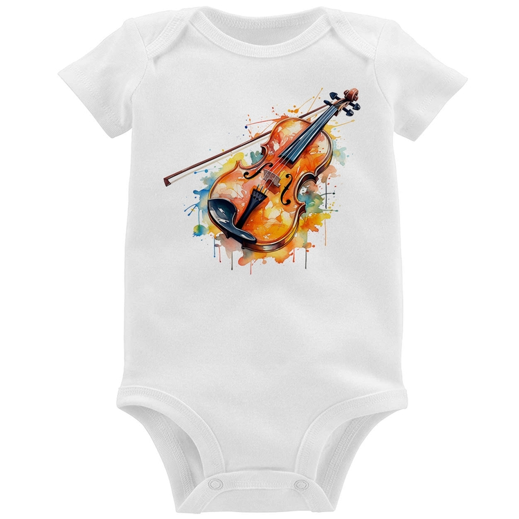 Body Bebê Violino Watercolor