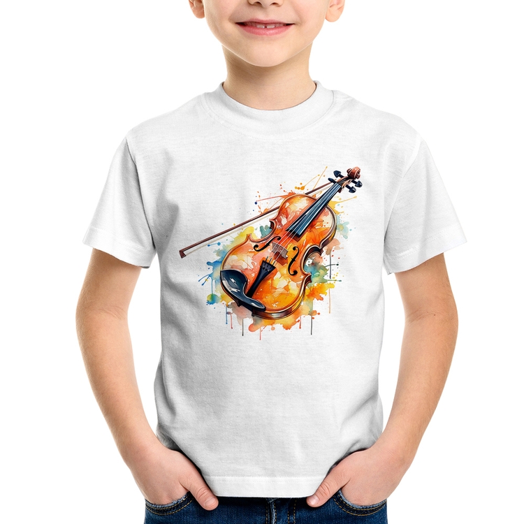 Camiseta Infantil Violino Watercolor