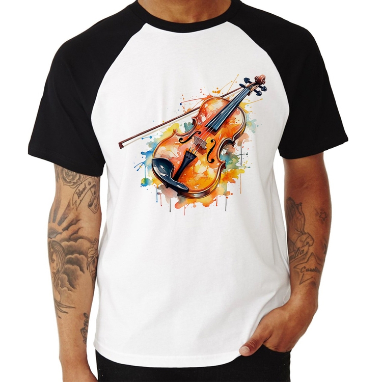 Camiseta Raglan Violino Watercolor
