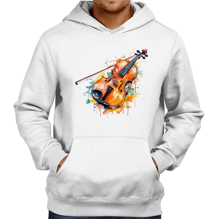 Moletom Violino Watercolor - Branco