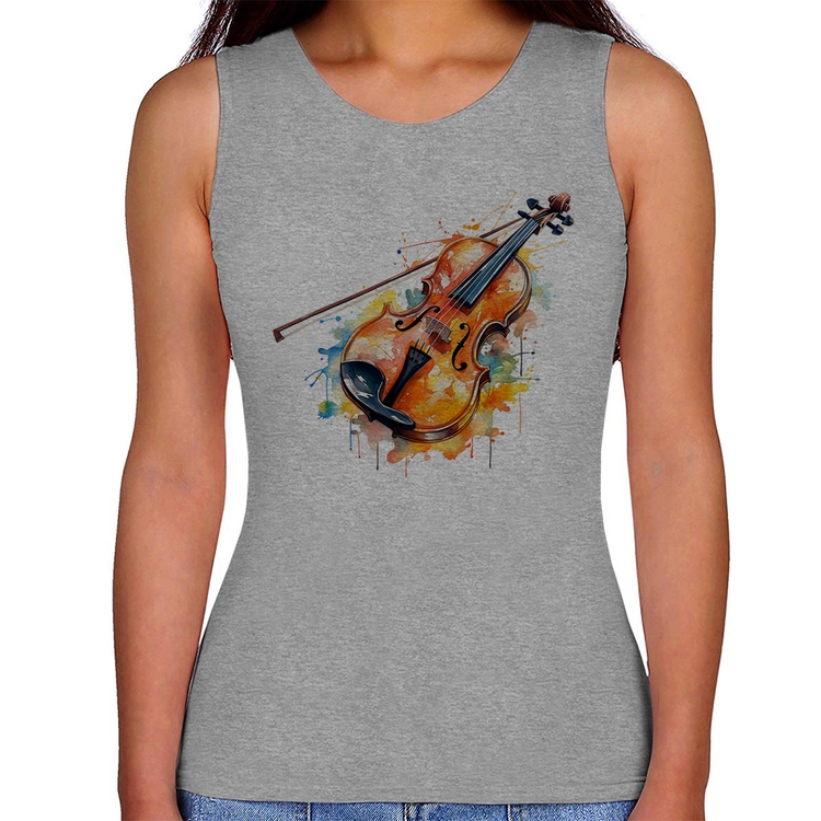 Regata Feminina Violino Watercolor - Cinza