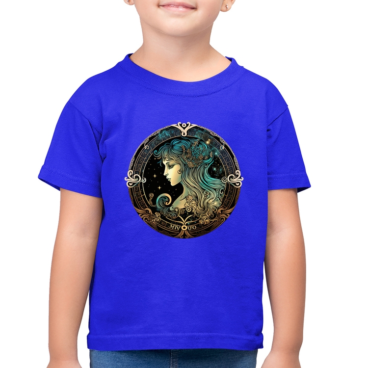 Camiseta Algodão Infantil Vírgem Signo - Azul Royal