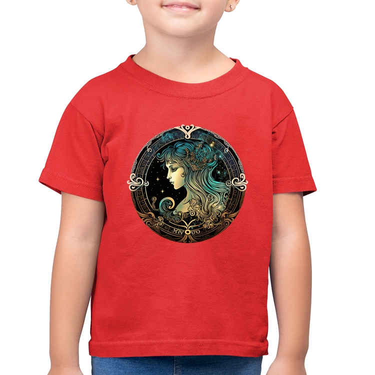 Camiseta Algodão Infantil Vírgem Signo - Vermelha