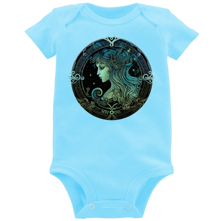 Body Bebê Vírgem Sígno - Azul Bebê