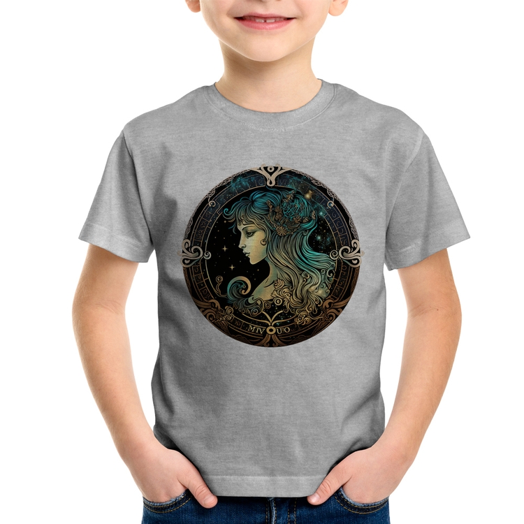 Camiseta Infantil Vírgem Sígno - Cinza