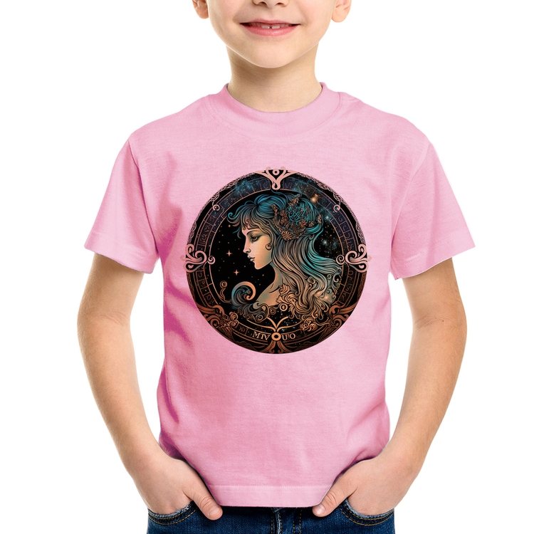 Camiseta Infantil Vírgem Sígno - Rosa Bebê