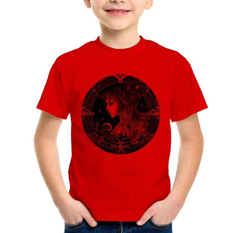 Camiseta Infantil Vírgem Sígno - Vermelha