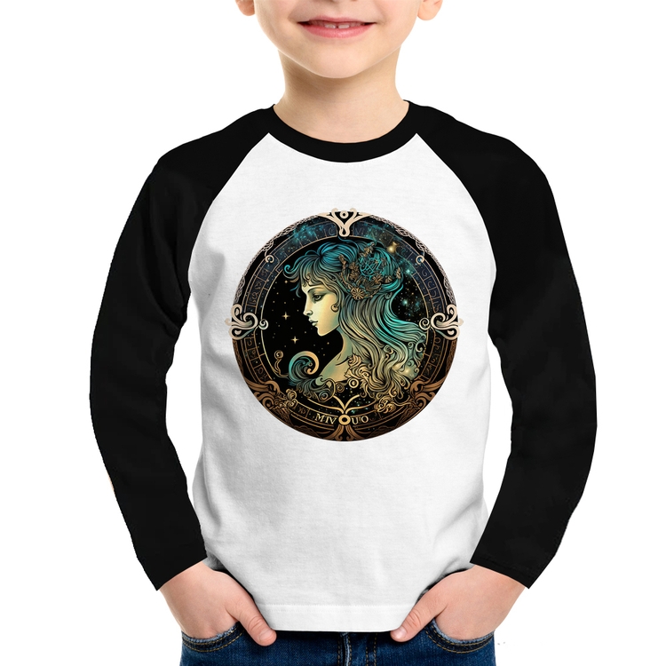 Camiseta Raglan Infantil Vírgem Sígno Manga Longa