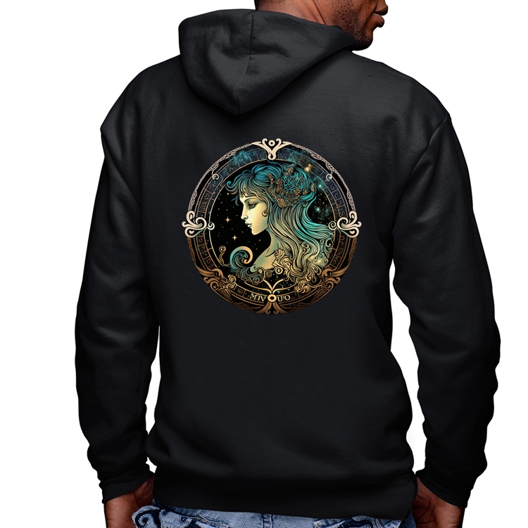 Blusa Moletom Vírgem Sígno Masculina com Capuz e Zíper